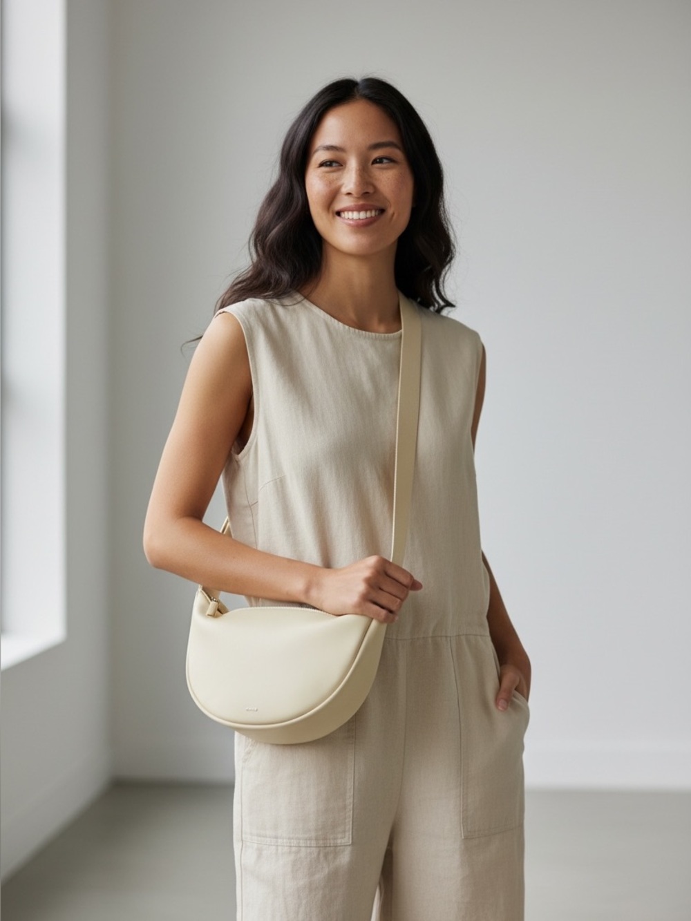 July Crescent Shoulder Bag - Elegant Cream